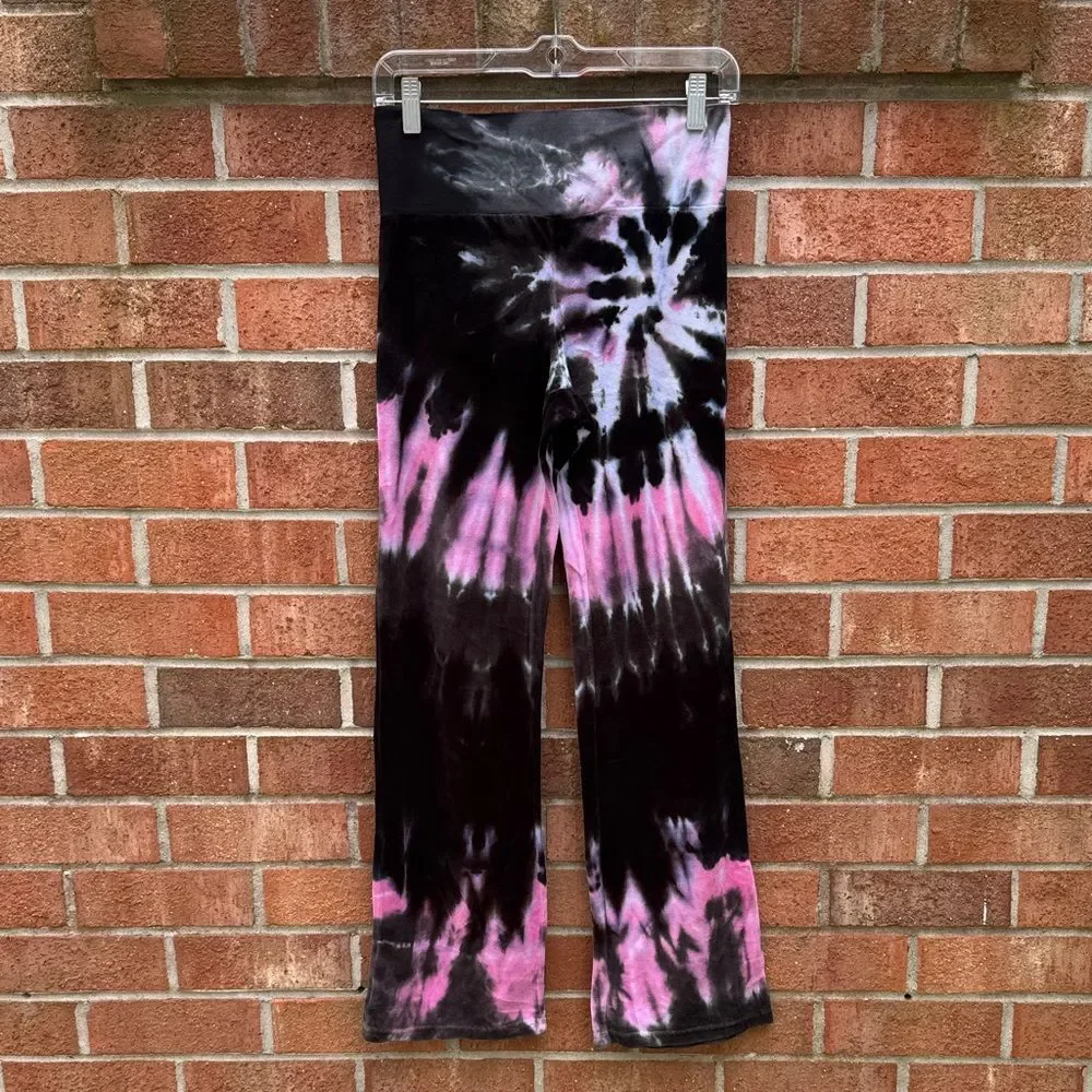So Nikki Black and Pink Swirl Velour Leggings sz 16